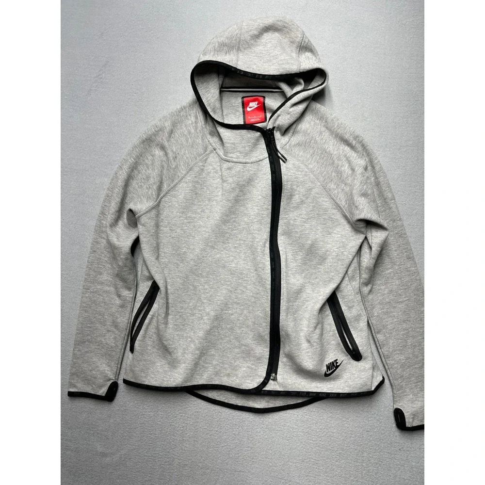 Nike Women's Asymmetrical Zip Hoodie Gray Black Scuba Techwear Style Size M